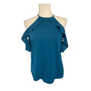 cooper ella anthropologie womens solid blue tank top small